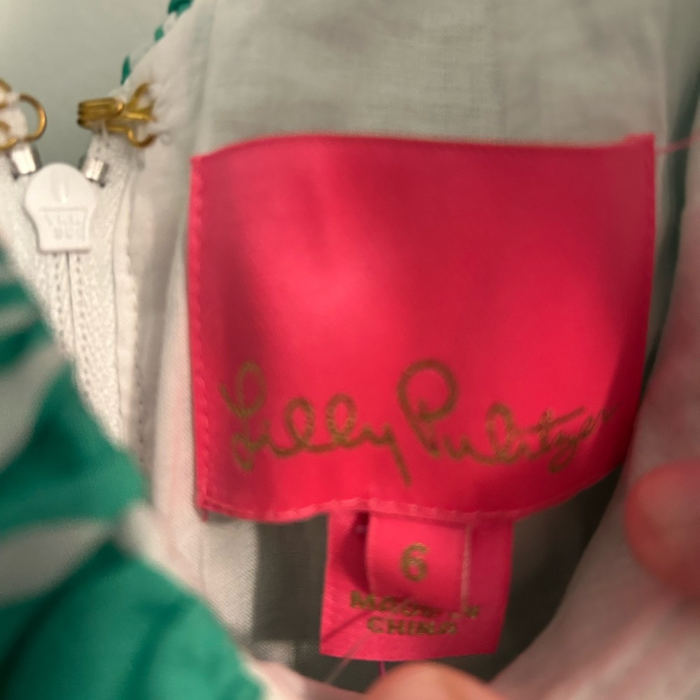 Lilly Pulitzer Green and White RitaMarie Ruffle Kiss My Tulips Dress - Picture 5 of 7